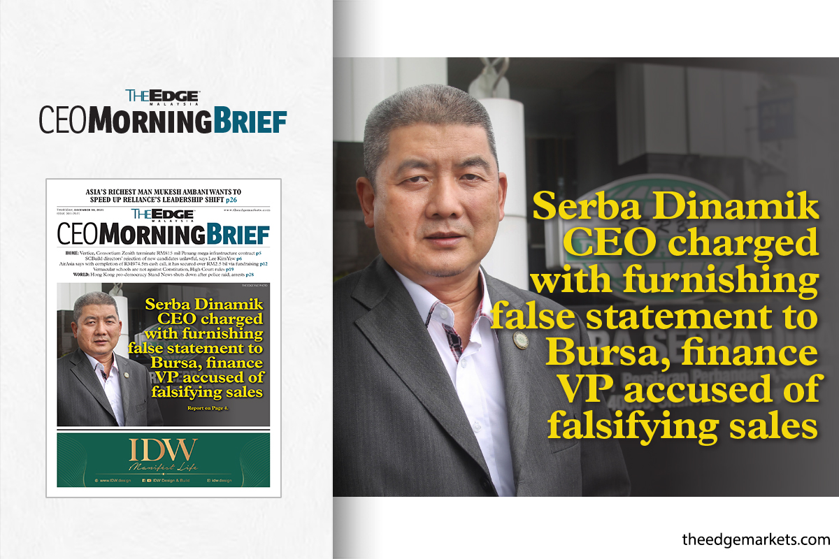 Serba Dinamik CEO charged with furnishing false statement to Bursa ...